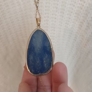 24 inch Chain Necklace Sliced Blue Agate